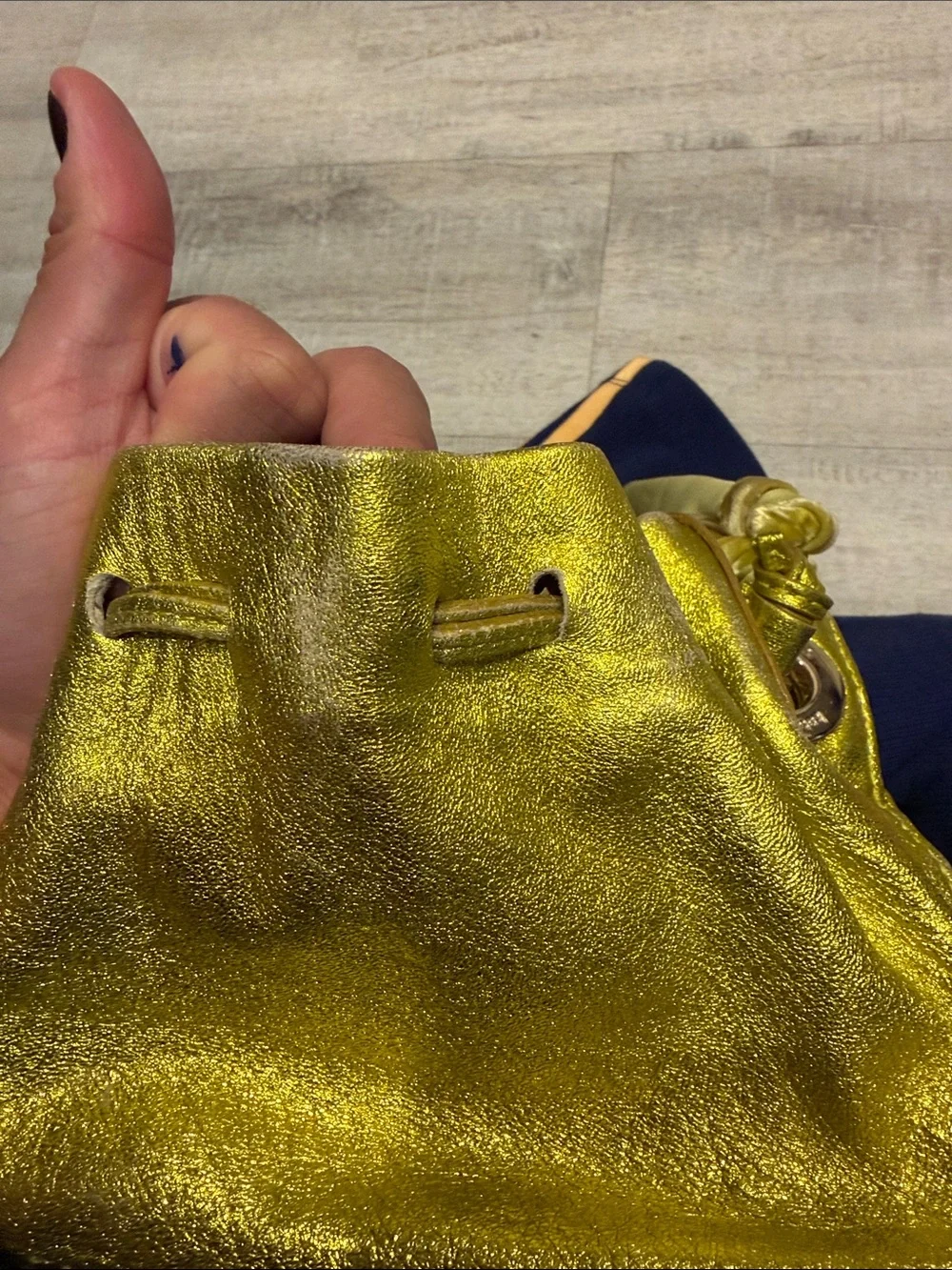 Kate spade metallic + velvet Drawstring Bag in Chartreuse